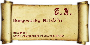 Benyovszky Milán névjegykártya