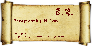 Benyovszky Milán névjegykártya