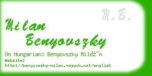 milan benyovszky business card